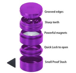 MK100 Premium Stash Grinder W/ Built In Stash Jar (5 Parts)