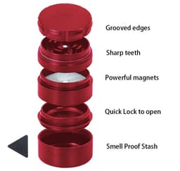 MK100 Premium Stash Grinder W/ Built In Stash Jar (5 Parts)